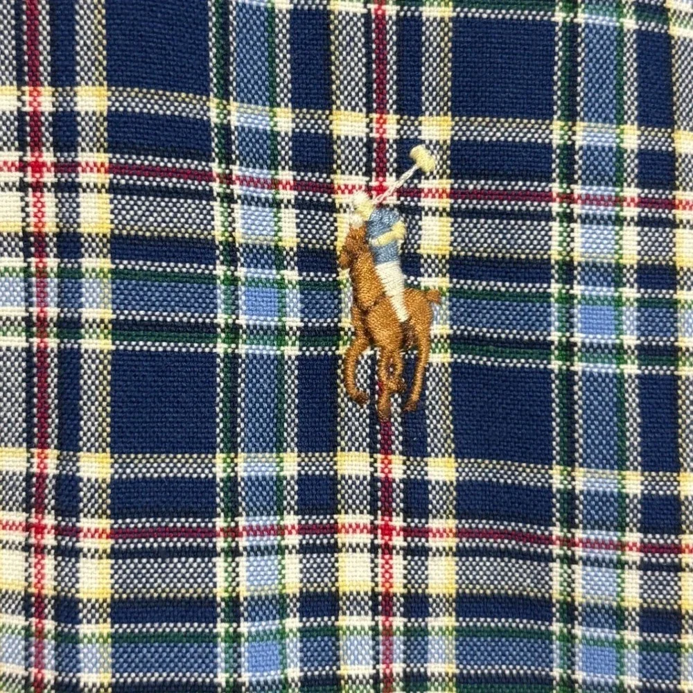 Polo Ralph Lauren Button Down Oxford-Cloth Shirt Blue Plaid Classic Fit XXL